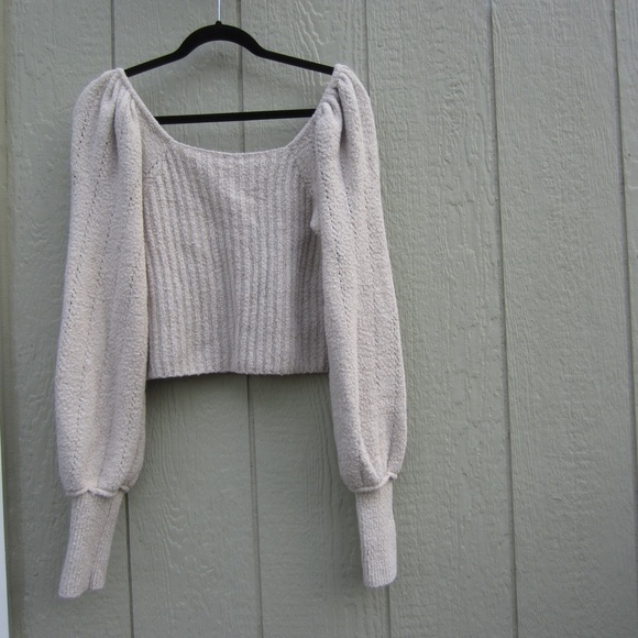 Free people sweater womens S? Cream white Katie‎ Pullover Cropped Y2K Grunge - Picture 7 of 16